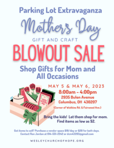 Parking Lot Extravaganza Mothers Day Gift and Craft Sale
